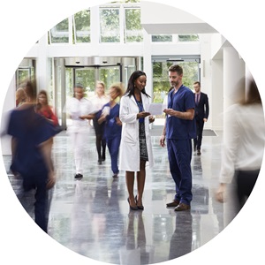 hospital lobby medical staff