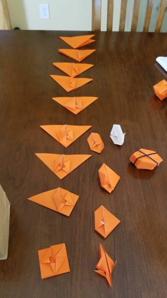 Halloween holiday tradition many folded orange origami balls