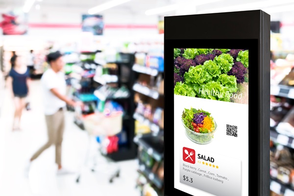 lettuce salad display signage at supermarket